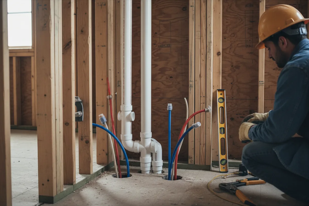 Drain and supply rough-in during Leak Detection in Crestwood