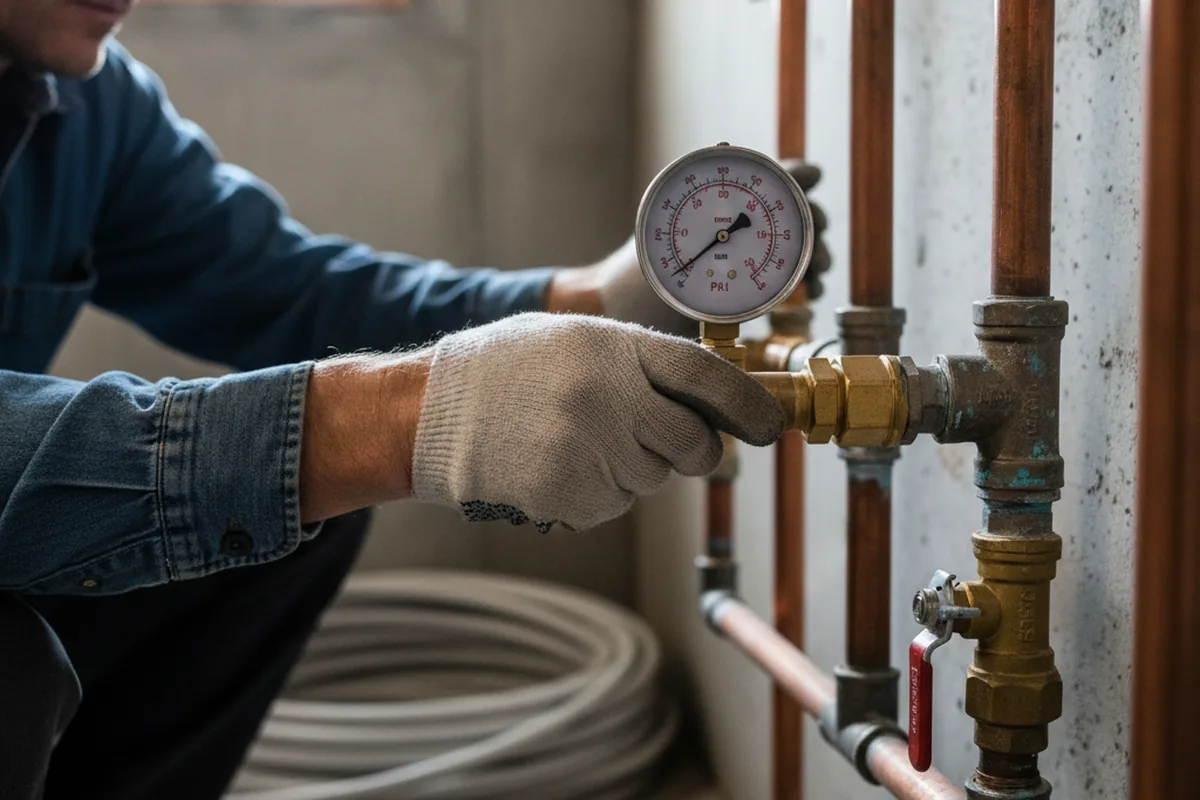 Pressure testing a repaired line during Water Line Repair in Crestwood